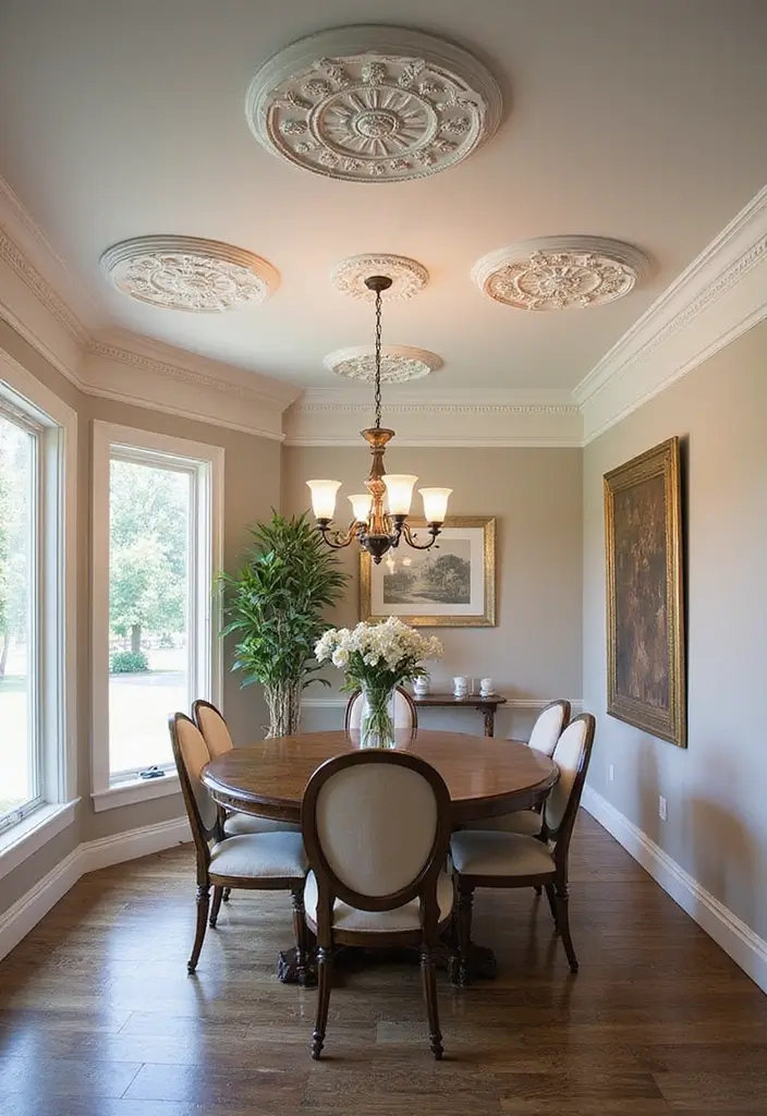 29 Dining Room Molding Ideas That Add Dimension 16 29 Dining Room Molding Ideas That Add Dimension - 16. Decorative Ceiling Medallions