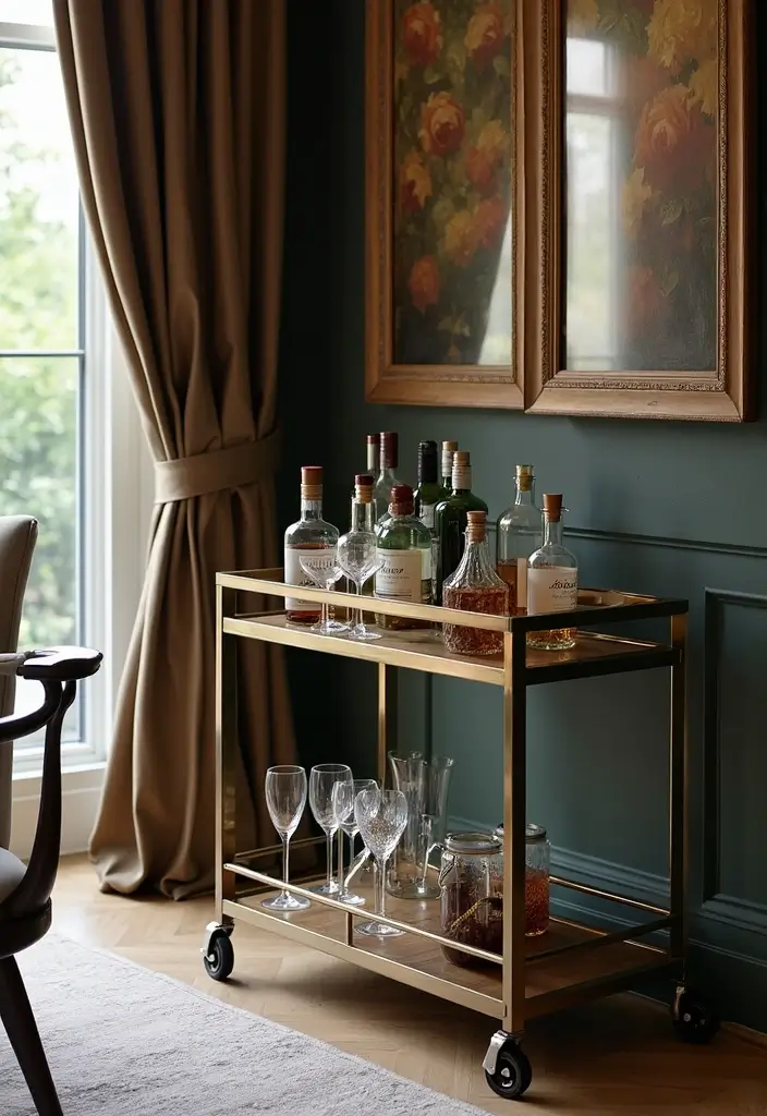 29 Luxury Dining Room Inspirations for a Glamorous Look - 11. Luxe Bar Carts