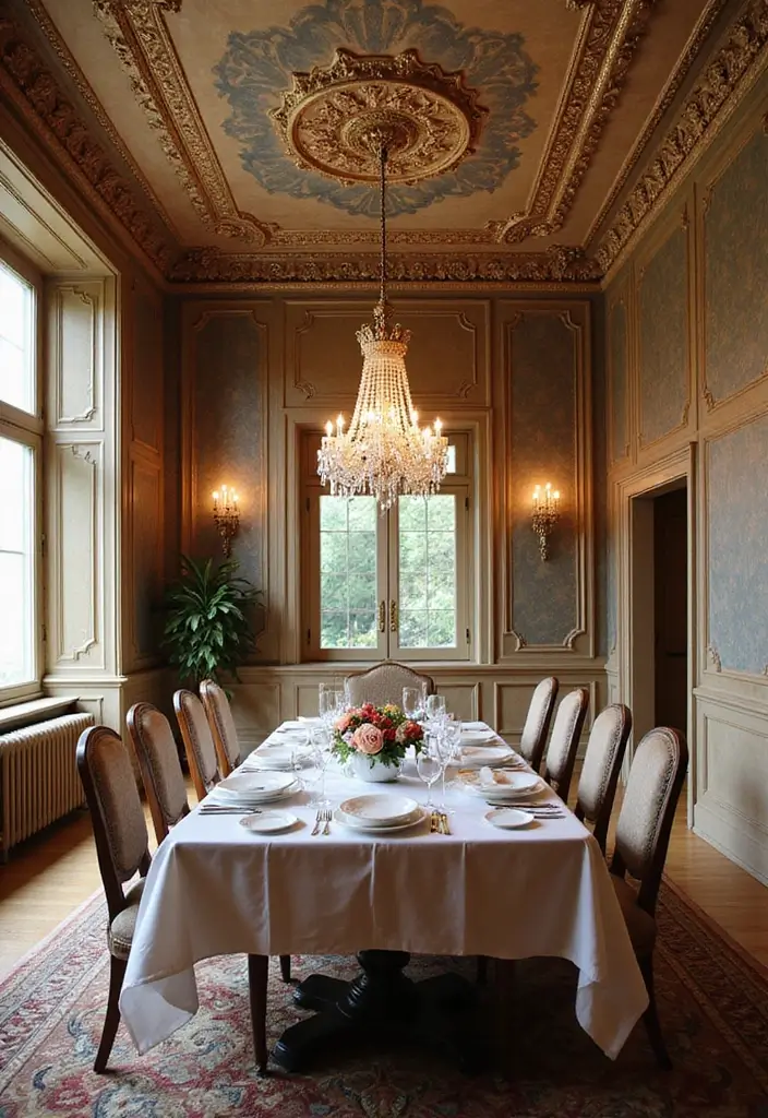 29 Luxury Dining Room Inspirations for a Glamorous Look - 24. Elegant Ceiling Treatments