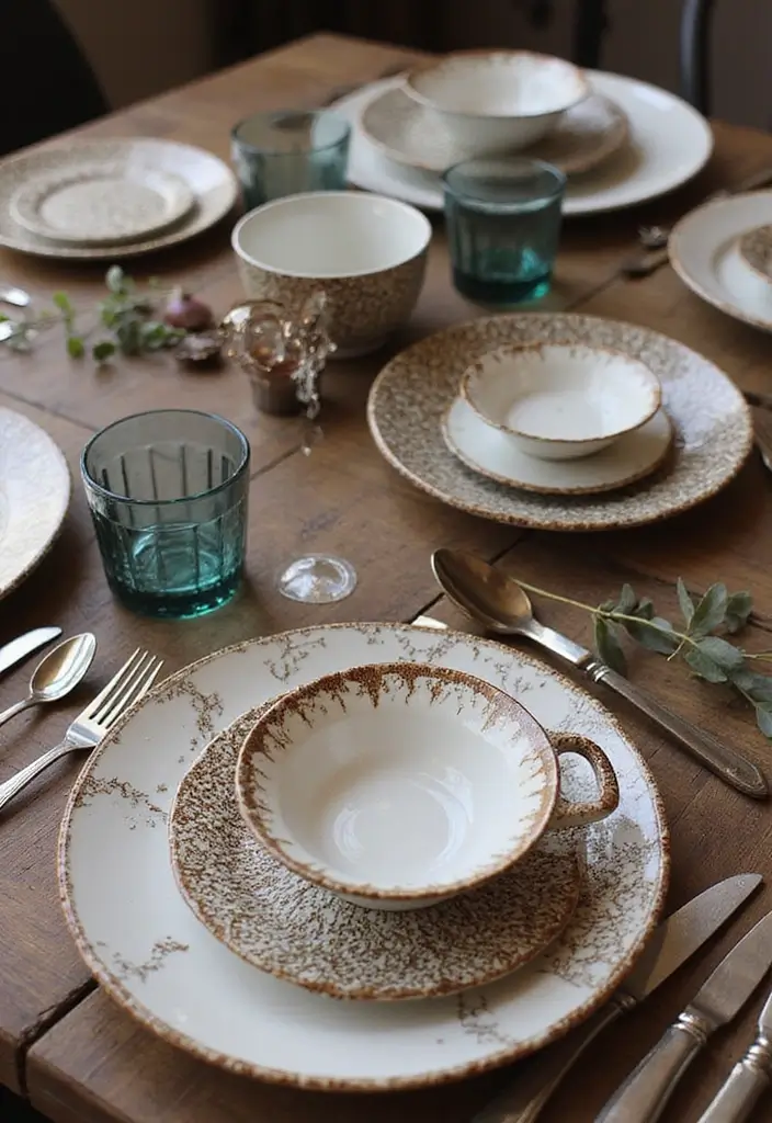 29 Luxury Dining Room Inspirations for a Glamorous Look - 28. Artisan Tableware