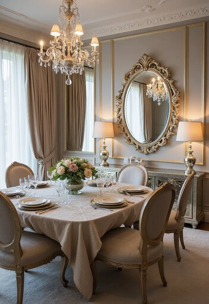 29 Luxury Dining Room Inspirations for a Glamorous Look - 7. Mirrored Accents