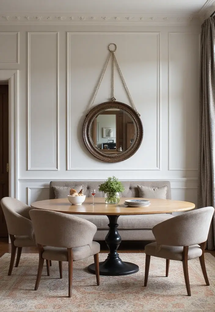 29 Mirror in Dining Room Ideas for Bigger, Brighter Spaces - 15. Rounded Mirrors