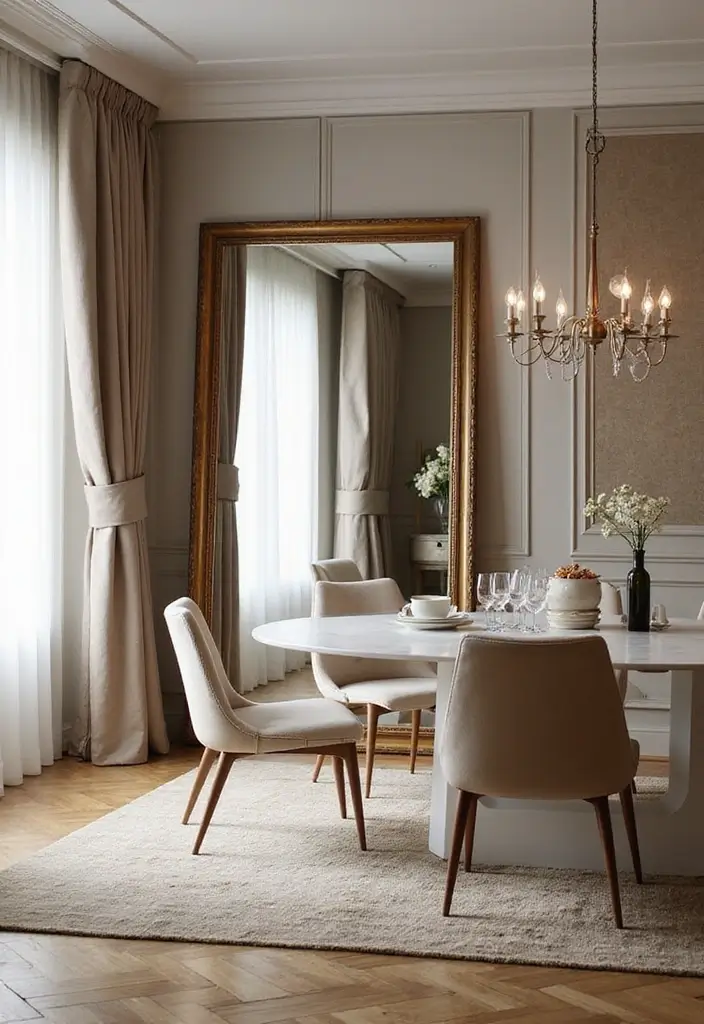 29 Mirror in Dining Room Ideas for Bigger, Brighter Spaces - 16. Floor Mirrors
