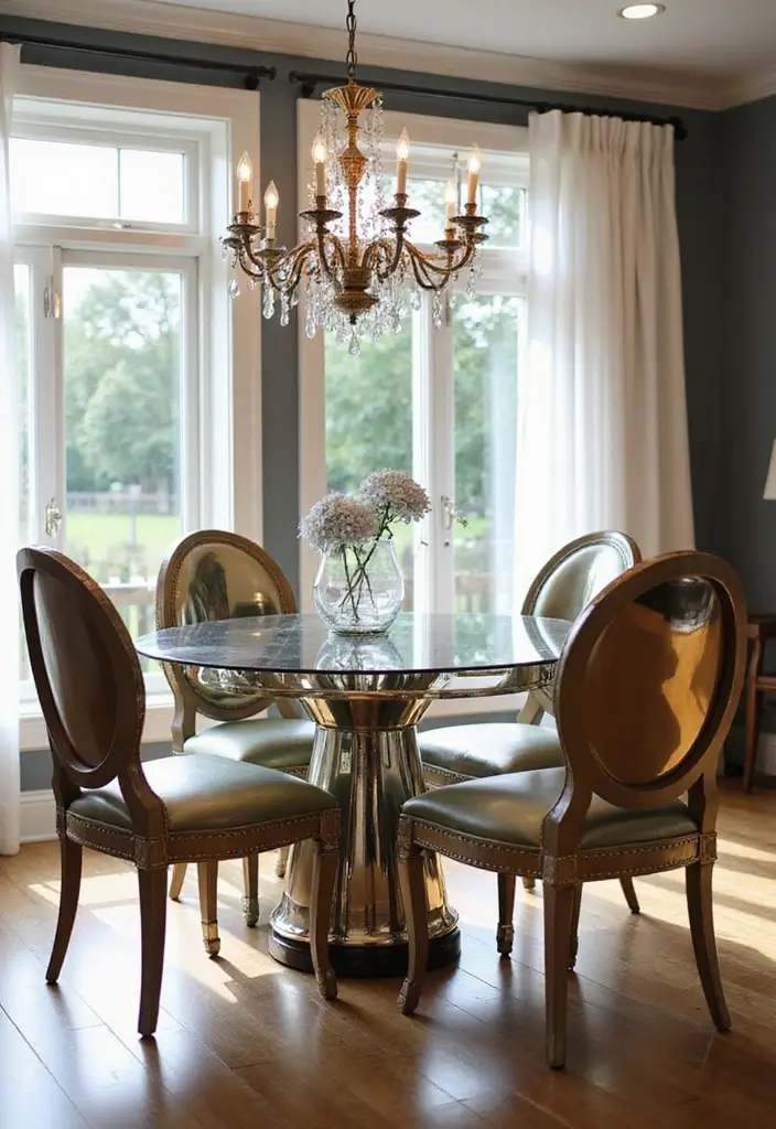 29 Mirror in Dining Room Ideas for Bigger, Brighter Spaces - 20. Mirrored Dining Chairs