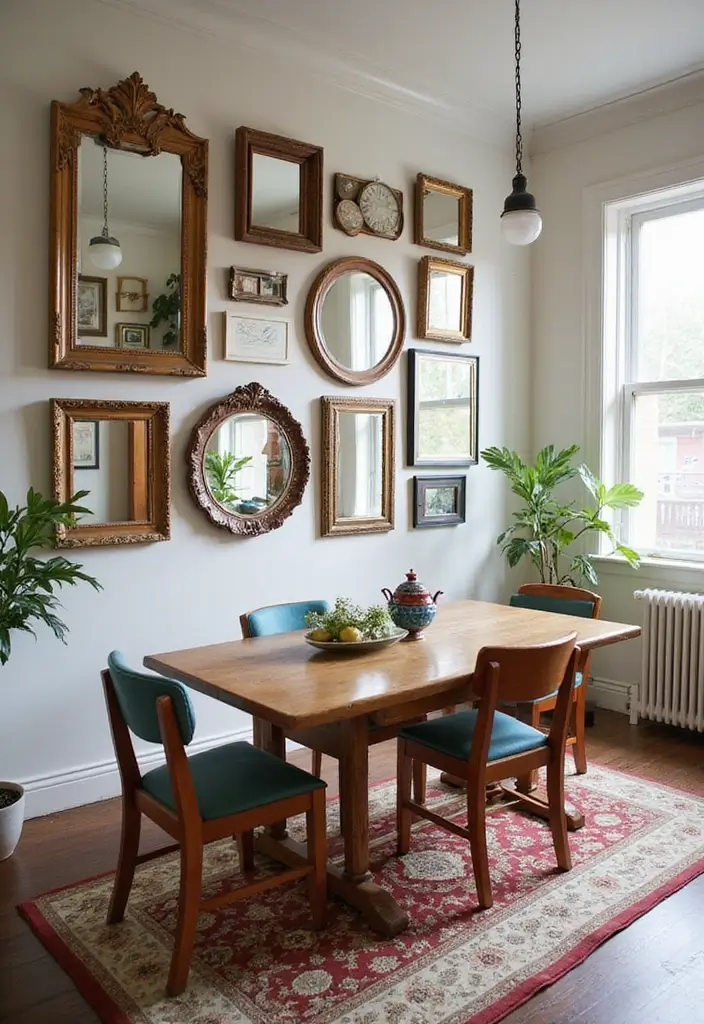 29 Mirror in Dining Room Ideas for Bigger, Brighter Spaces - 3. Mirror Gallery Walls