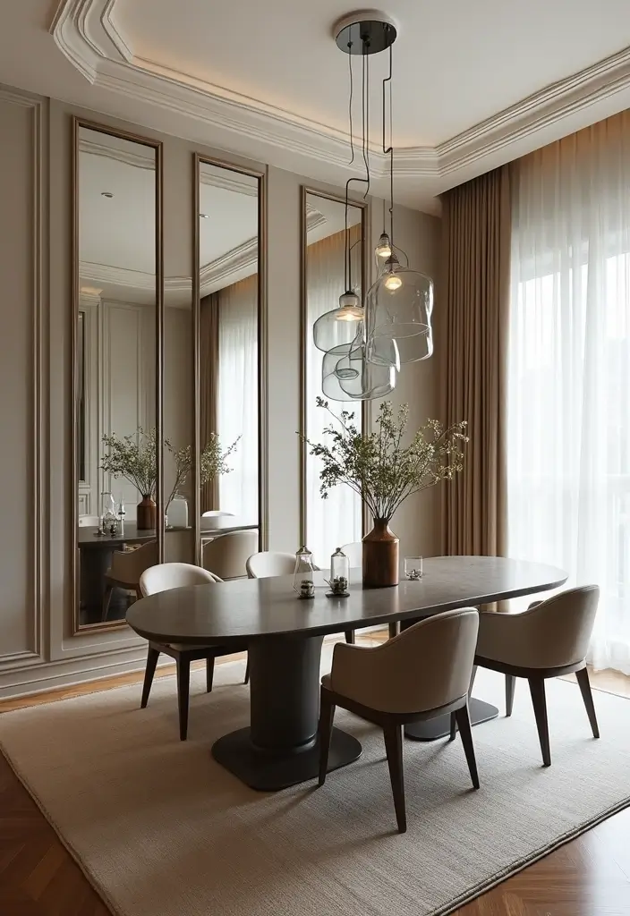 29 Mirror in Dining Room Ideas for Bigger, Brighter Spaces - 7. Vertical Mirrors