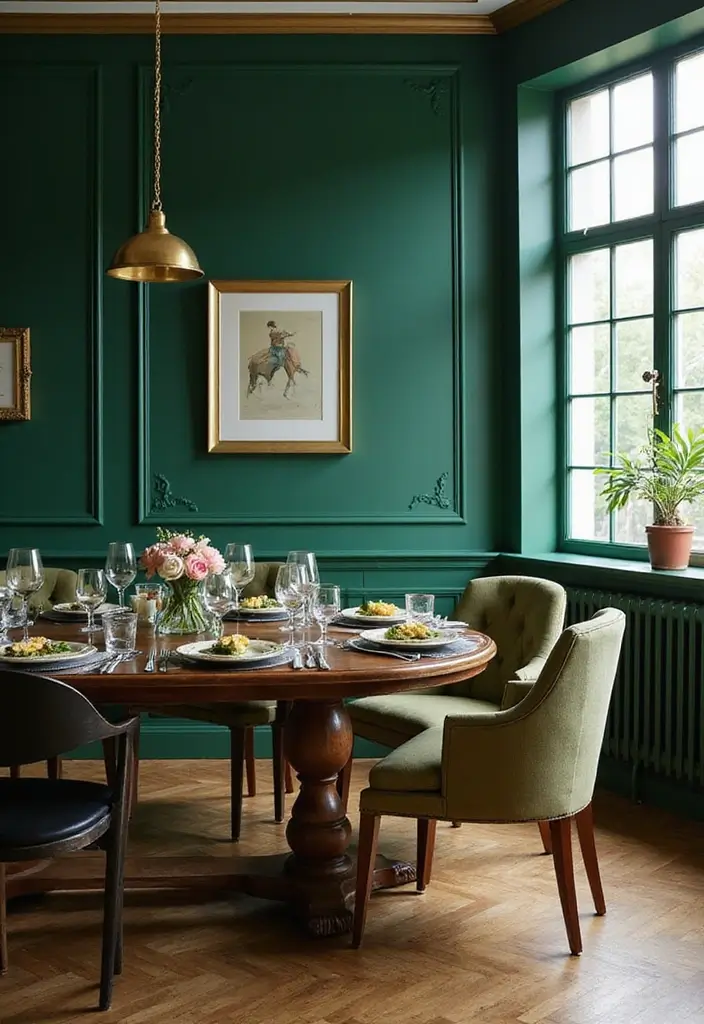 30 Dining Room Accent Wall Ideas That Add Personality - 1. Vibrant Jewel Tones