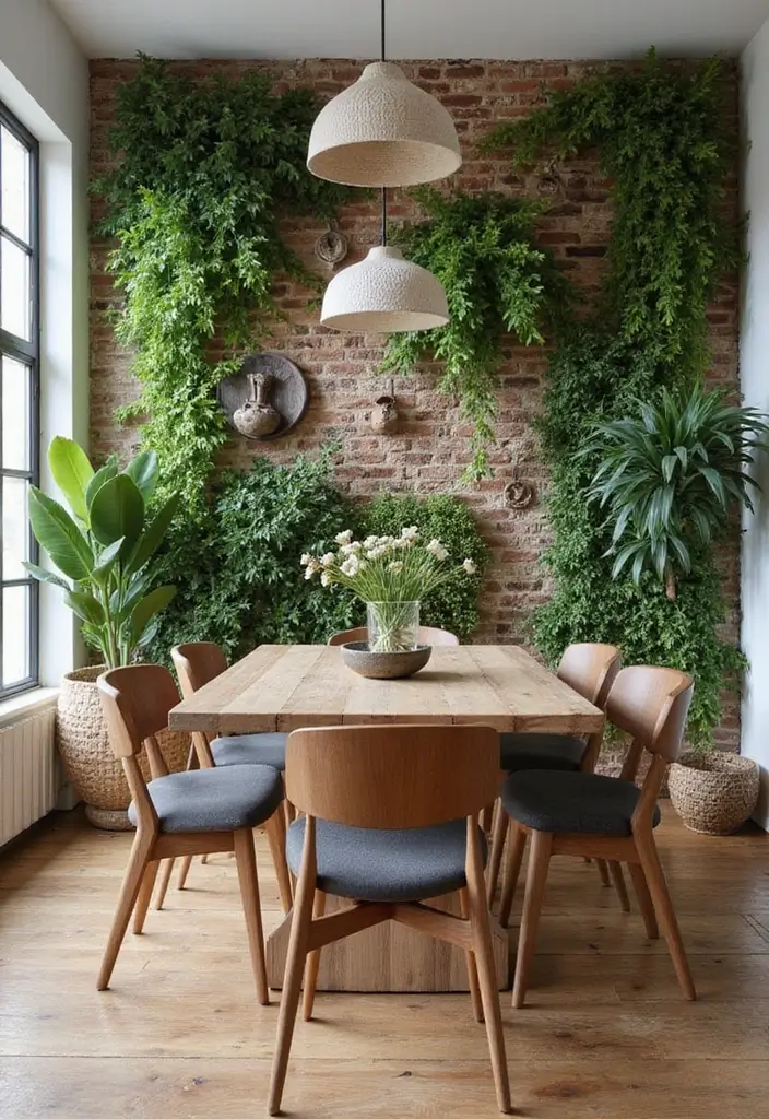 30 Dining Room Accent Wall Ideas That Add Personality - 18. Nature-Inspired Textures