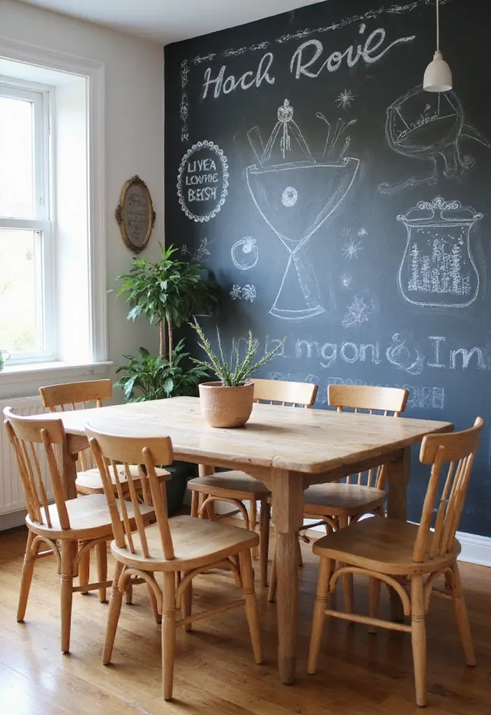 30 Dining Room Accent Wall Ideas That Add Personality - 20. Chalk Paint Designs