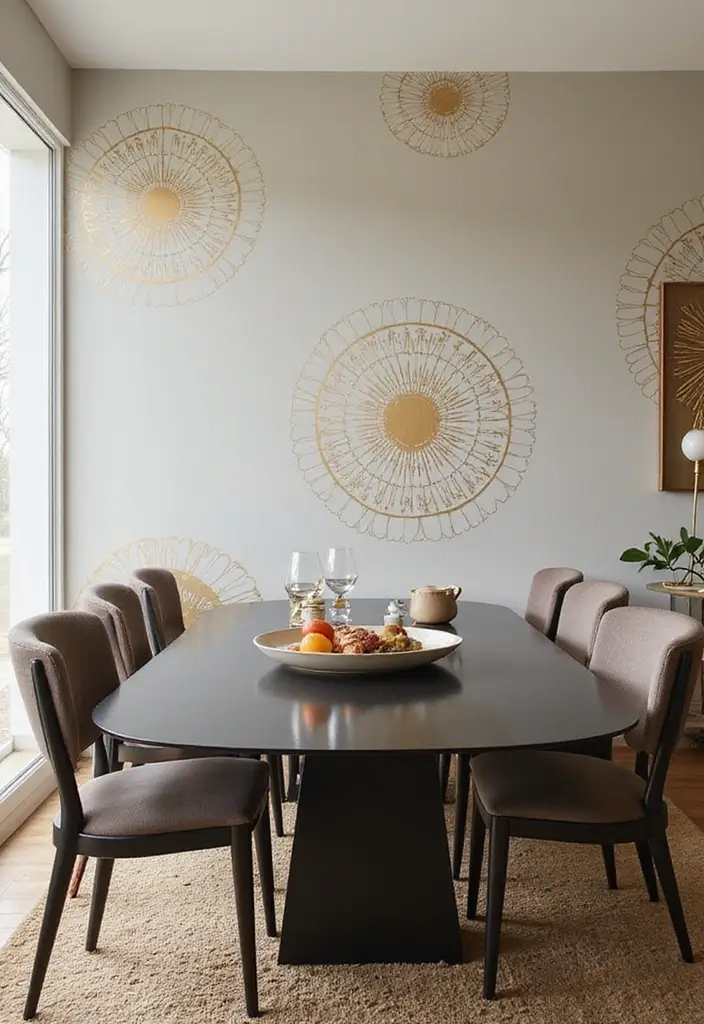 30 Dining Room Accent Wall Ideas That Add Personality - 25. Artistic Stencils