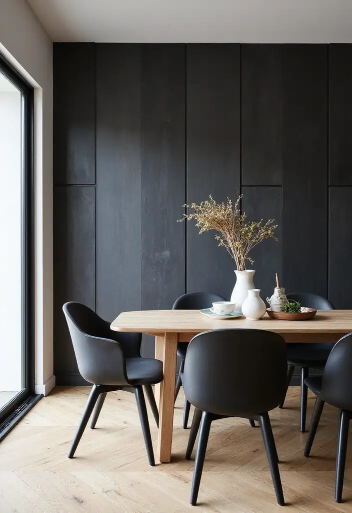 30 Dining Room Accent Wall Ideas That Add Personality - 27. Charcoal or Slate Board