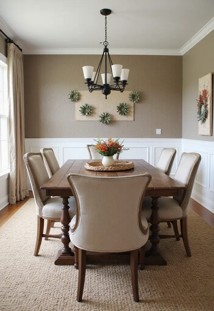30 Dining Room Accent Wall Ideas That Add Personality - 29. Seasonal Decor Swaps