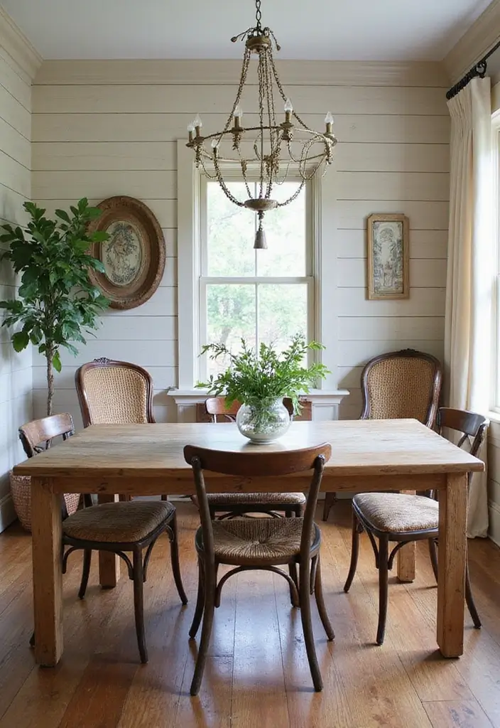 30 Dining Room Accent Wall Ideas That Add Personality - 5. Farmhouse Chic