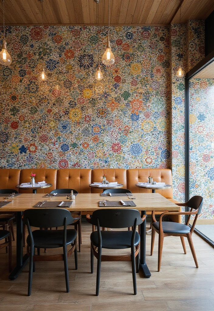 30 Dining Room Accent Wall Ideas That Add Personality - 8. Mosaic Tiles