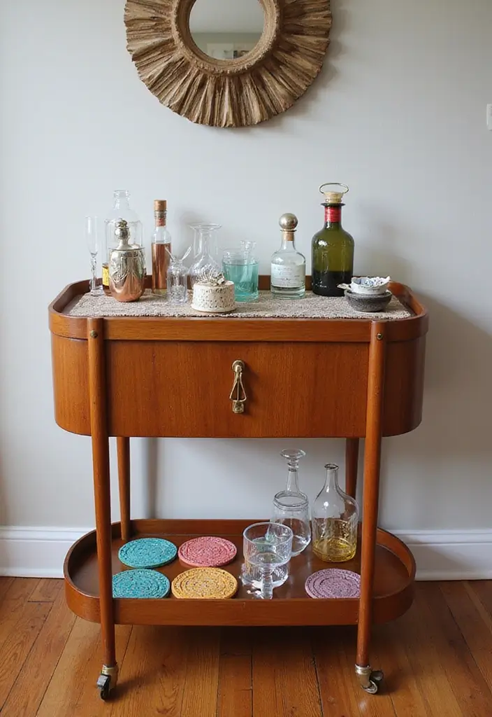30 Dining Room Bar Ideas for Entertaining in Style 1 30 Dining Room Bar Ideas for Entertaining in Style - 1. Mid-Century Bar Cart with Vintage Glassware