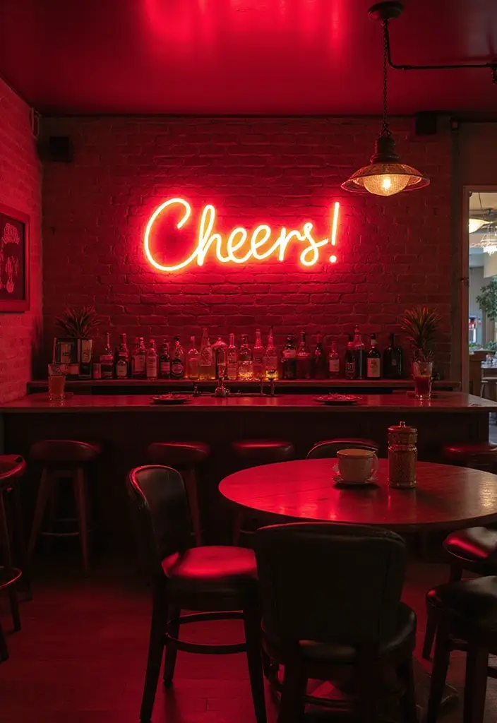30 Dining Room Bar Ideas for Entertaining in Style 11 30 Dining Room Bar Ideas for Entertaining in Style - 11. Neon Signs for a Fun Twist