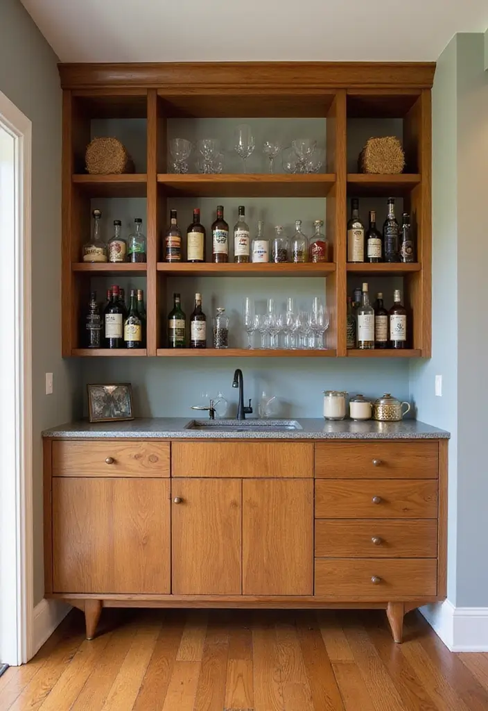 30 Dining Room Bar Ideas for Entertaining in Style 2 30 Dining Room Bar Ideas for Entertaining in Style - 2. Built-In Bar with Open Shelving