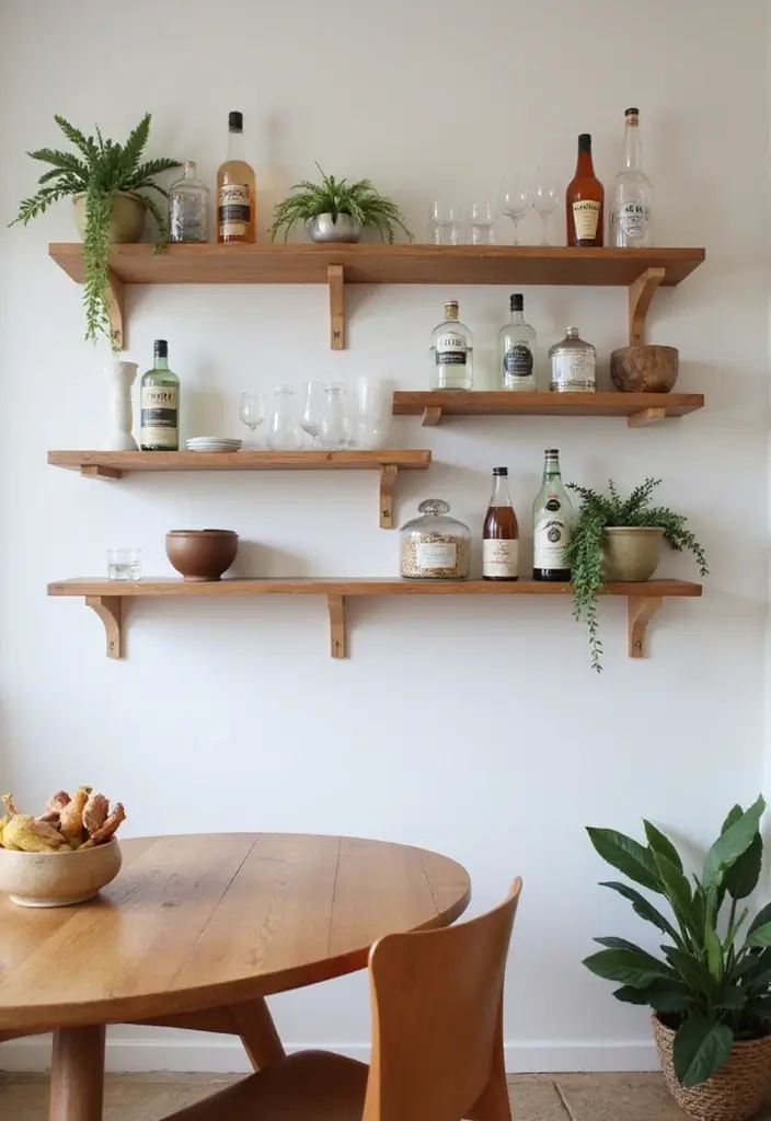 30 Dining Room Bar Ideas for Entertaining in Style 6 30 Dining Room Bar Ideas for Entertaining in Style - 6. Minimalist Floating Shelves