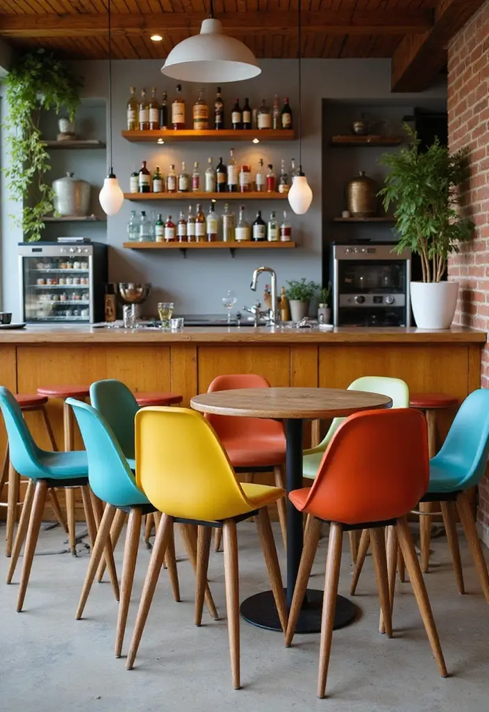30 Dining Room Bar Ideas for Entertaining in Style 7 30 Dining Room Bar Ideas for Entertaining in Style - 7. Retro-Inspired Bar Stools