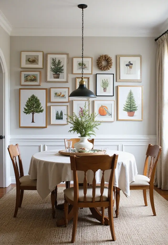 30 Dining Room Gallery Wall Inspirations You’ll Adore 13 30 Dining Room Gallery Wall Inspirations You’ll Adore - 13. Seasonal Splendor