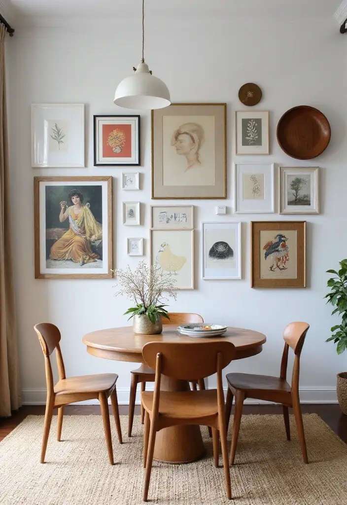 30 Dining Room Gallery Wall Inspirations You’ll Adore 14 30 Dining Room Gallery Wall Inspirations You’ll Adore - 14. Artistic Scale Play