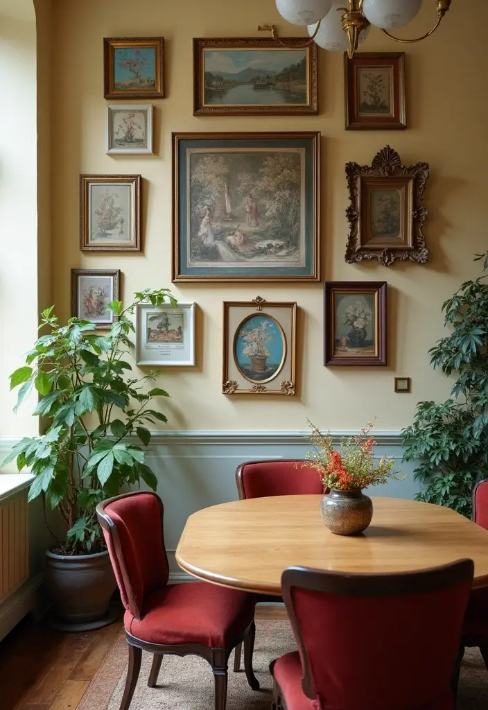 30 Dining Room Gallery Wall Inspirations You’ll Adore 15 30 Dining Room Gallery Wall Inspirations You’ll Adore - 15. Vintage Vibes