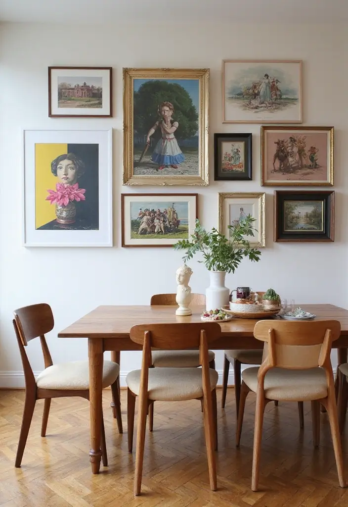 30 Dining Room Gallery Wall Inspirations You’ll Adore 19 30 Dining Room Gallery Wall Inspirations You’ll Adore - 19. Mix of Mediums
