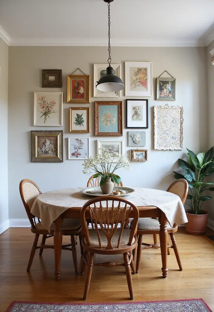 30 Dining Room Gallery Wall Inspirations You’ll Adore 26 30 Dining Room Gallery Wall Inspirations You’ll Adore - 26. Mixed Media Marvels