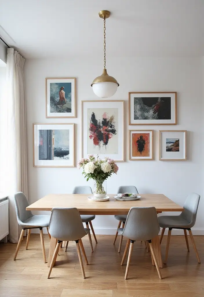 30 Dining Room Gallery Wall Inspirations You’ll Adore 27 30 Dining Room Gallery Wall Inspirations You’ll Adore - 27. Abstract Influence