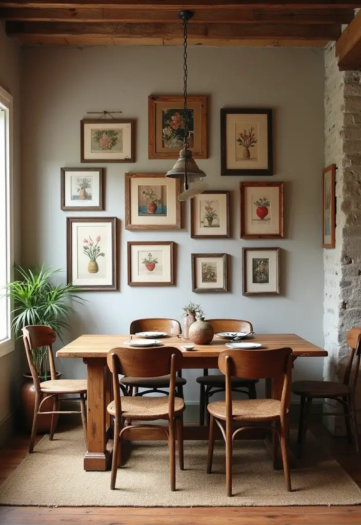 30 Dining Room Gallery Wall Inspirations You’ll Adore 3 30 Dining Room Gallery Wall Inspirations You’ll Adore - 3. Rustic Charm