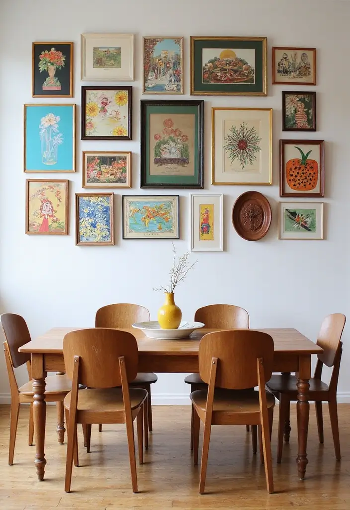 30 Dining Room Gallery Wall Inspirations You’ll Adore 8 30 Dining Room Gallery Wall Inspirations You’ll Adore - 8. Colorful Collage