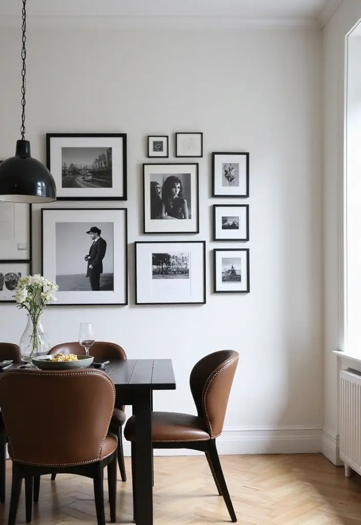 30 Dining Room Gallery Wall Inspirations You’ll Adore 9 30 Dining Room Gallery Wall Inspirations You’ll Adore - 9. Timeless Black and White