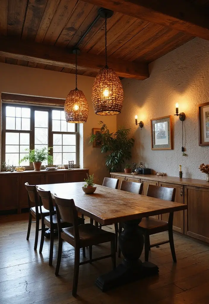 30 Dining Room Lighting Ideas That Transform the Whole Space - 10. Reclaimed Wood Light Fixtures