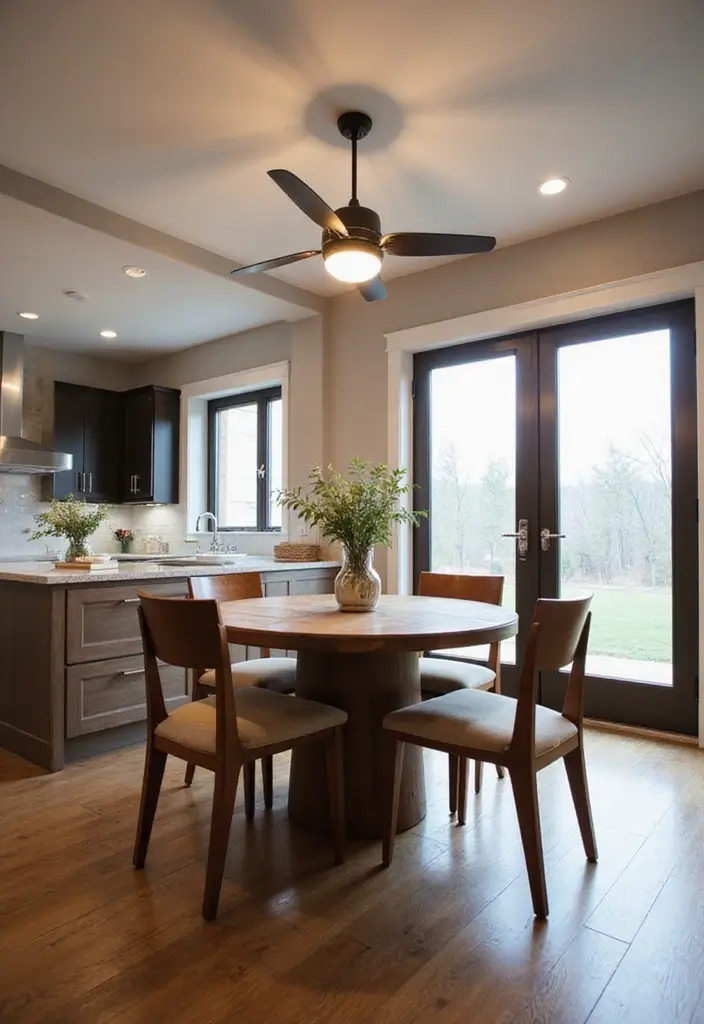 30 Dining Room Lighting Ideas That Transform the Whole Space - 15. Dimmable Ceiling Fans with Lights