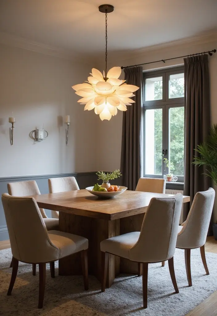 30 Dining Room Lighting Ideas That Transform the Whole Space - 20. Unique Fixtures with Shape