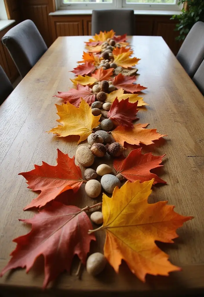 30 Dining Room Table Christmas Decor Inspirations Full of Holiday Spirit 15 30 Dining Room Table Christmas Decor Inspirations Full of Holiday Spirit - 14. Sustainable Leaf Table Runner