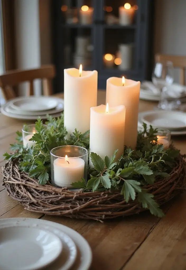 30 Dining Room Table Christmas Decor Inspirations Full of Holiday Spirit 23 30 Dining Room Table Christmas Decor Inspirations Full of Holiday Spirit - 22. Grapevine Wreath Centerpieces