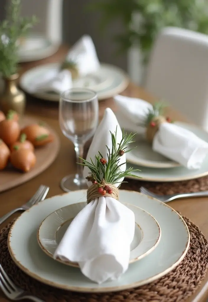 30 Dining Room Table Christmas Decor Inspirations Full of Holiday Spirit 4 30 Dining Room Table Christmas Decor Inspirations Full of Holiday Spirit - 4. Handmade Napkin Rings from Twine