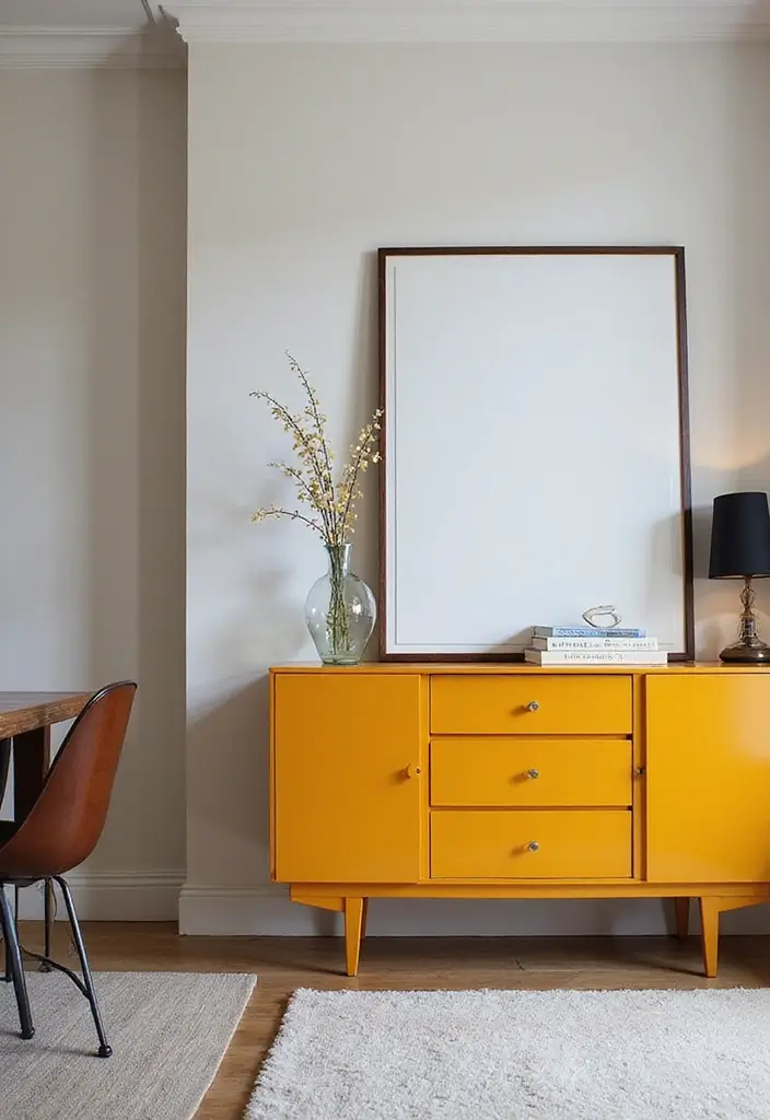 30 Dining Room with Sideboard Styling Tips You’ll Love 14 30 Dining Room with Sideboard Styling Tips You’ll Love - 14. Bold Color Accents