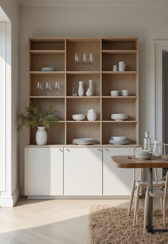 30 Dining Room with Sideboard Styling Tips You’ll Love 9 30 Dining Room with Sideboard Styling Tips You’ll Love - 9. Utilize Open Shelving
