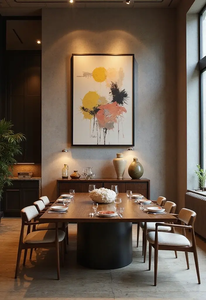 30 Huge Dining Room Layouts That Wow Every Guest - 10. Artistic Statement Pieces