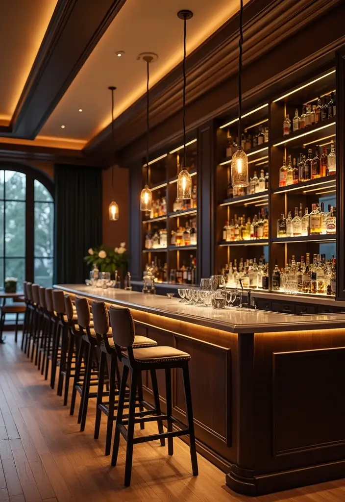 30 Huge Dining Room Layouts That Wow Every Guest - 20. Elegant Bar Setup