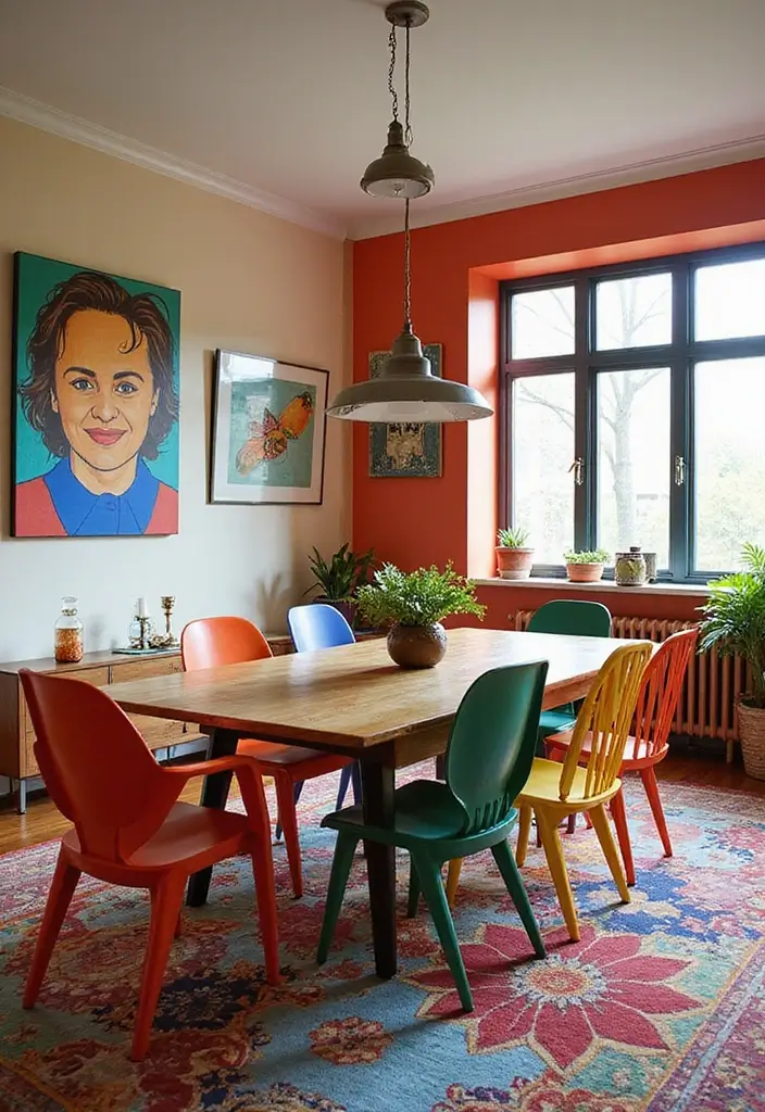 30 Huge Dining Room Layouts That Wow Every Guest - 5. Colorful Eclectic Mix