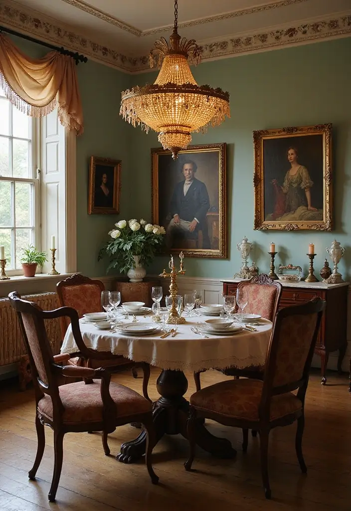 30 Huge Dining Room Layouts That Wow Every Guest - 8. Vintage Glamour