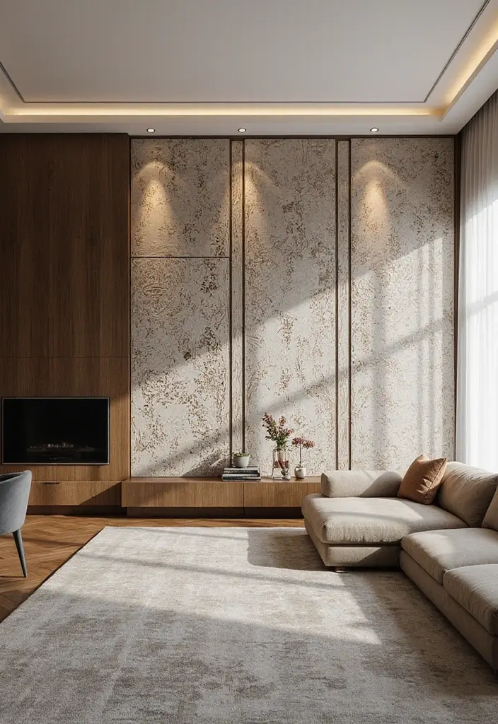 30 Living Room and Dining Room Partition Ideas That Work - 20. Artistic Partition Walls