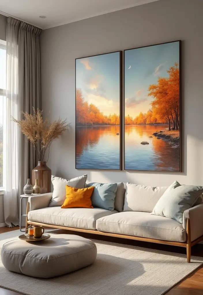30 Living Room and Dining Room Partition Ideas That Work - 23. Canvas Art Screens