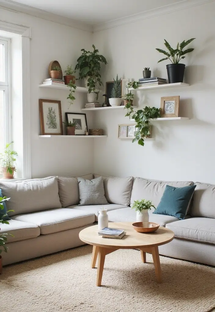 30 Living Room and Dining Room Partition Ideas That Work - 25. Corner Shelves as Dividers