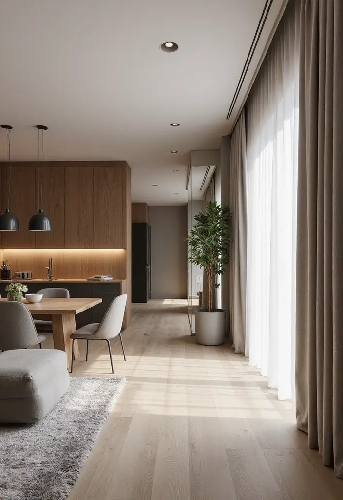 30 Living Room and Dining Room Partition Ideas That Work - 28. Curved Partition Walls