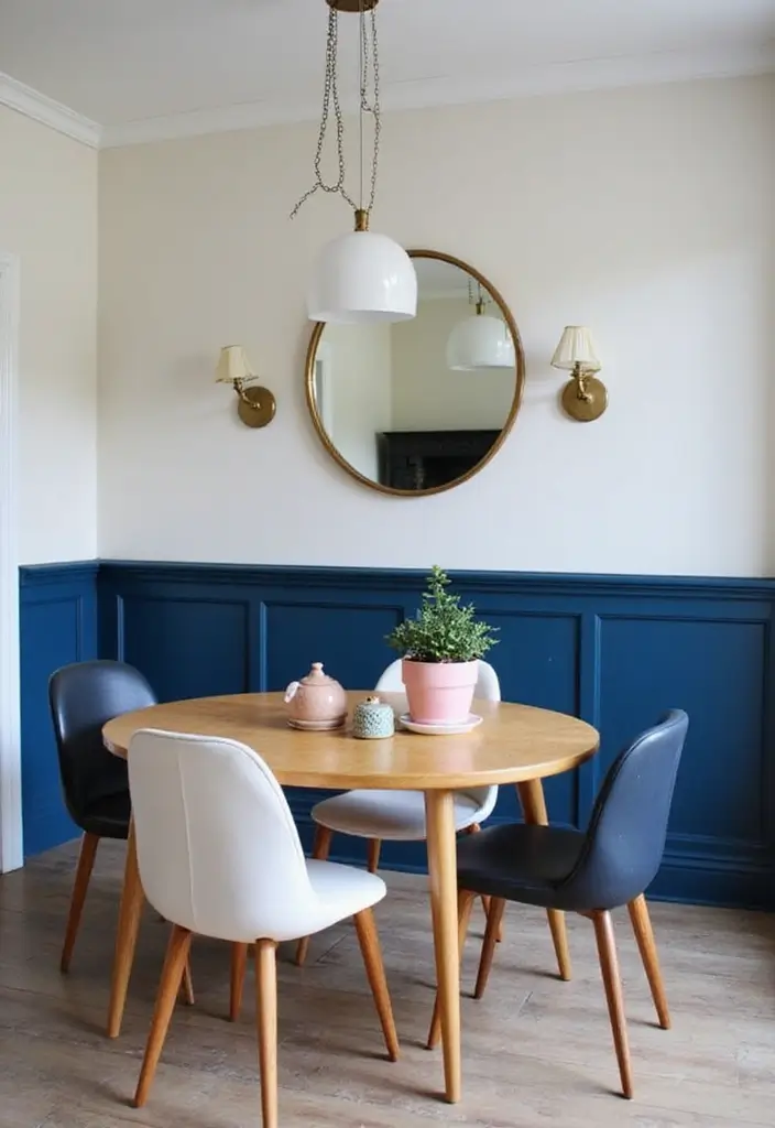 30 Wainscoting Dining Room Inspirations Full of Charm - 2. Bold Navy Blue Wainscoting with Light Accents