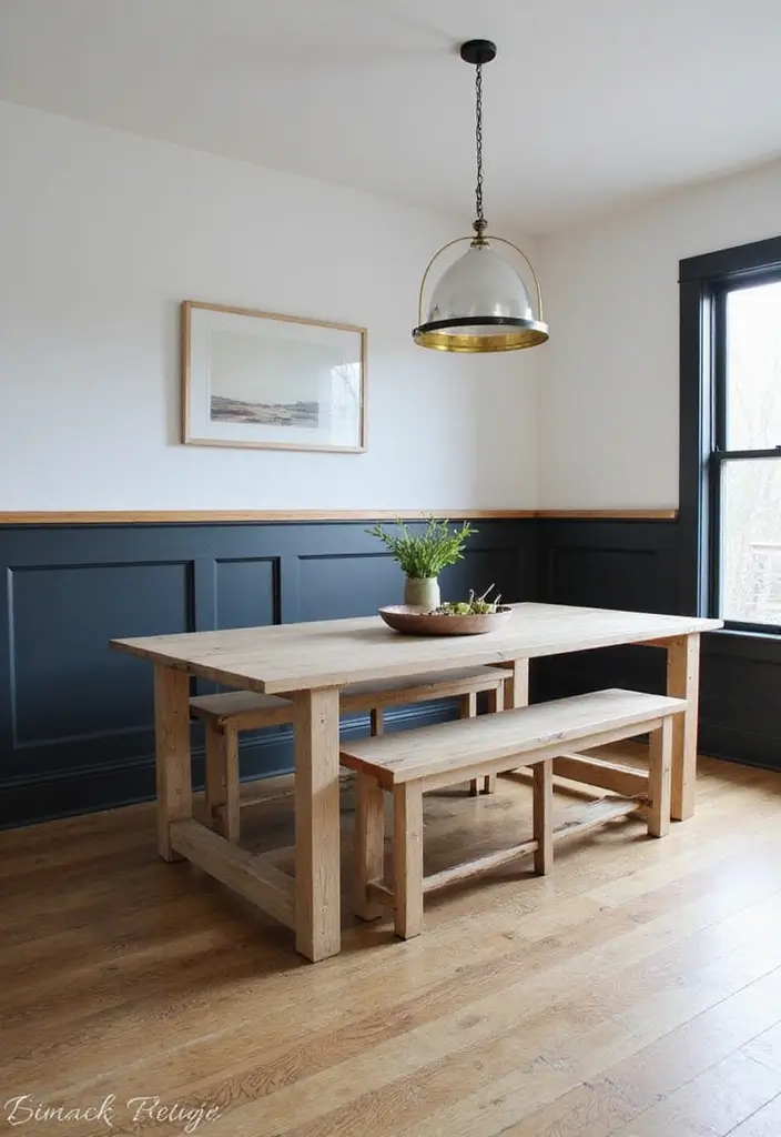 30 Wainscoting Dining Room Inspirations Full of Charm - 20. Modern Farmhouse with Contrast